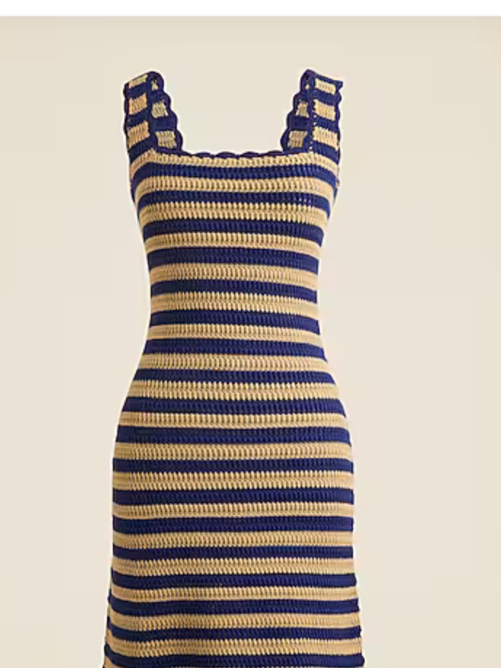 J. Crew Factory Striped Crochet Tank Dress in Blue and Cream